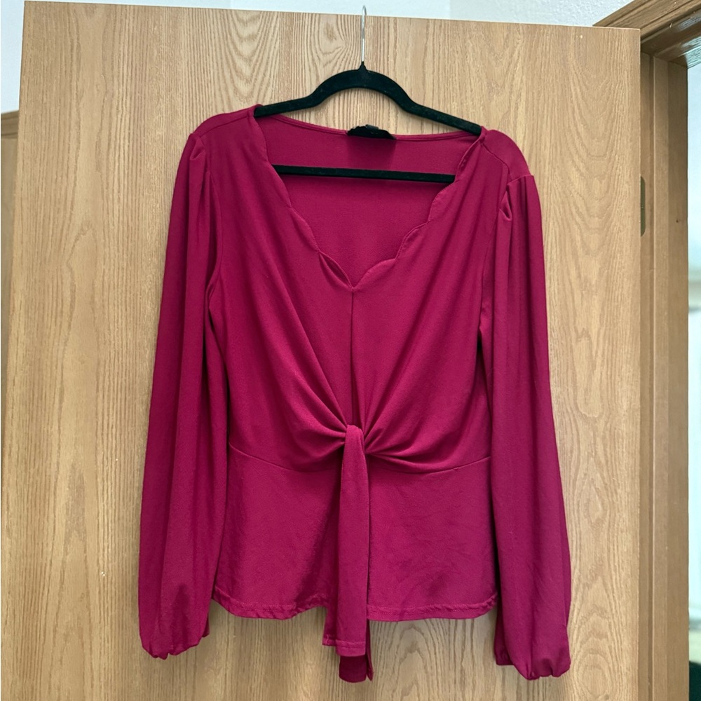 Sweet Wanderer Red Tie Front Blouse